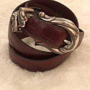 BRIGHTON Allegro Swirl Brown Leather Belt M